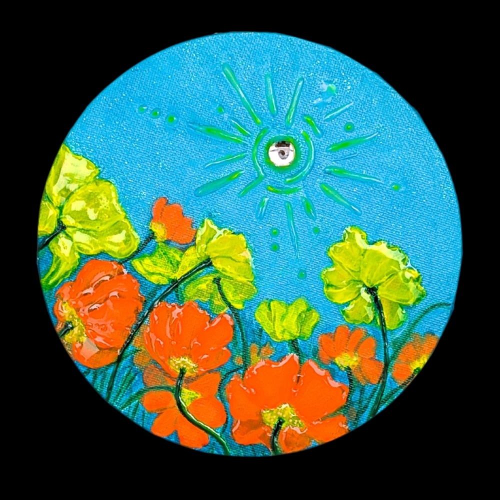 "Soak Up the Sun" - Vibrant Mixed Media Floral Art on Canvas Original